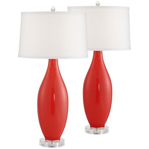 Pacific Coast 28 inch 150.00 watt Red Table Lamps Portable Light, Set of 2
