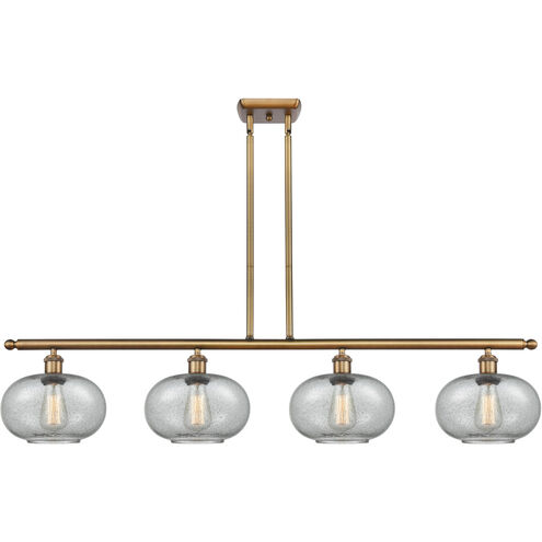 Ballston Gorham 4 Light 48 inch Brushed Brass Island Light Ceiling Light in Charcoal Glass, Ballston