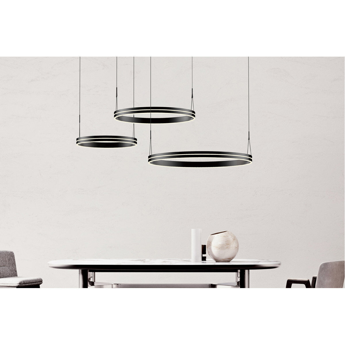 Athena 32 inch Satin Brushed Black Pendant Ceiling Light