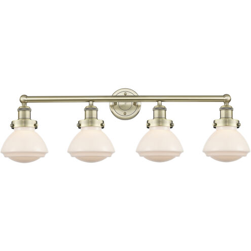 Olean 4 Light 33.5 inch Antique Brass Bath Vanity Light Wall Light in Matte White