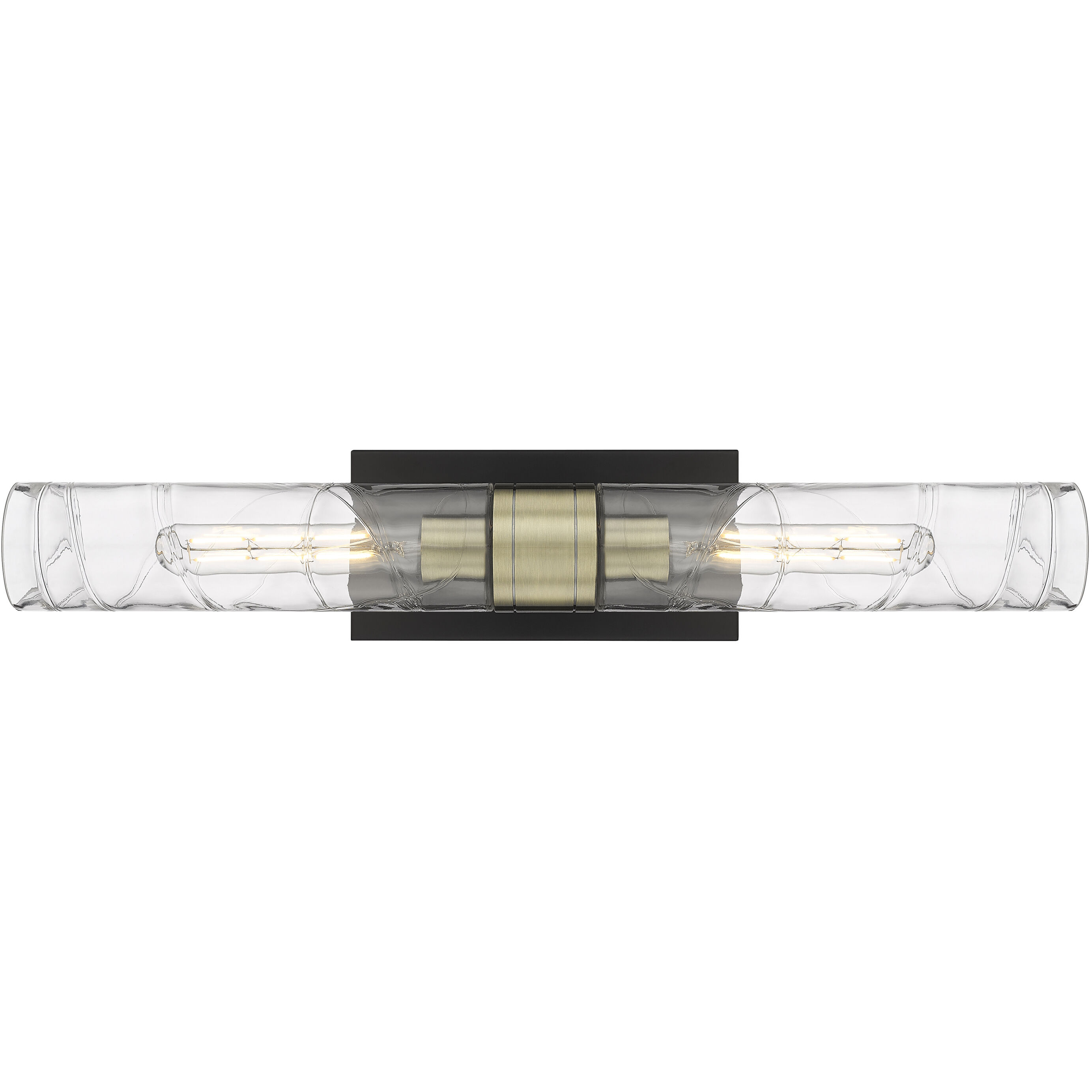 Ballston Urban 2 Light 24 inch Black Antique Brass Bath Vanity Light Wall Light in Deco Swirl Glass