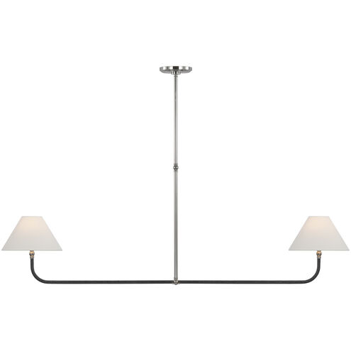 Chapman & Myers Basden LED 63 inch Polished Nickel and Black Rattan Linear Chandelier Ceiling Light, Extra Large