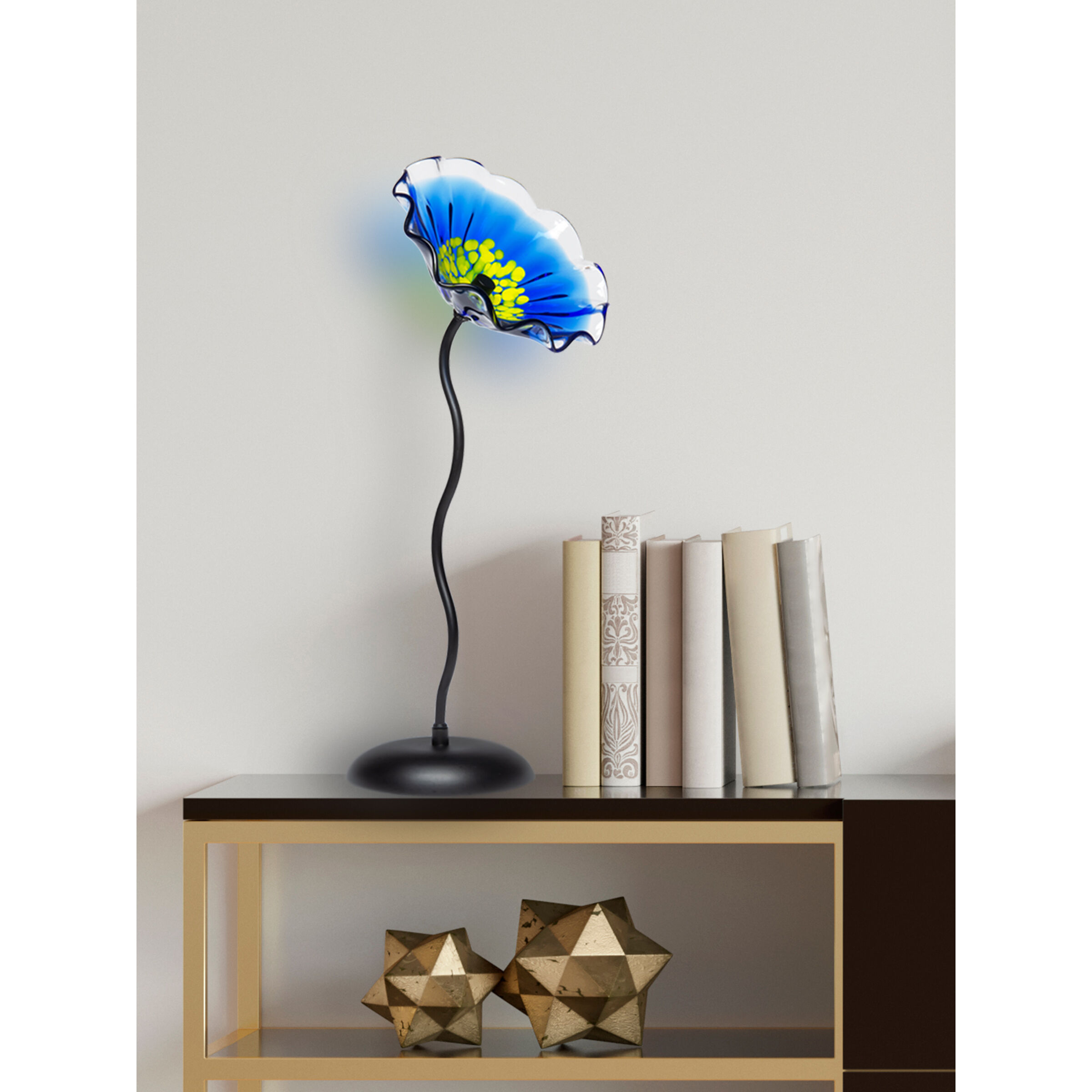 Fiore Blue Art Glass Sculpture