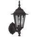 Straight Glass 1 Light 16 inch Textured Black Outdoor Wall Mount in Textured Matte Black, Small