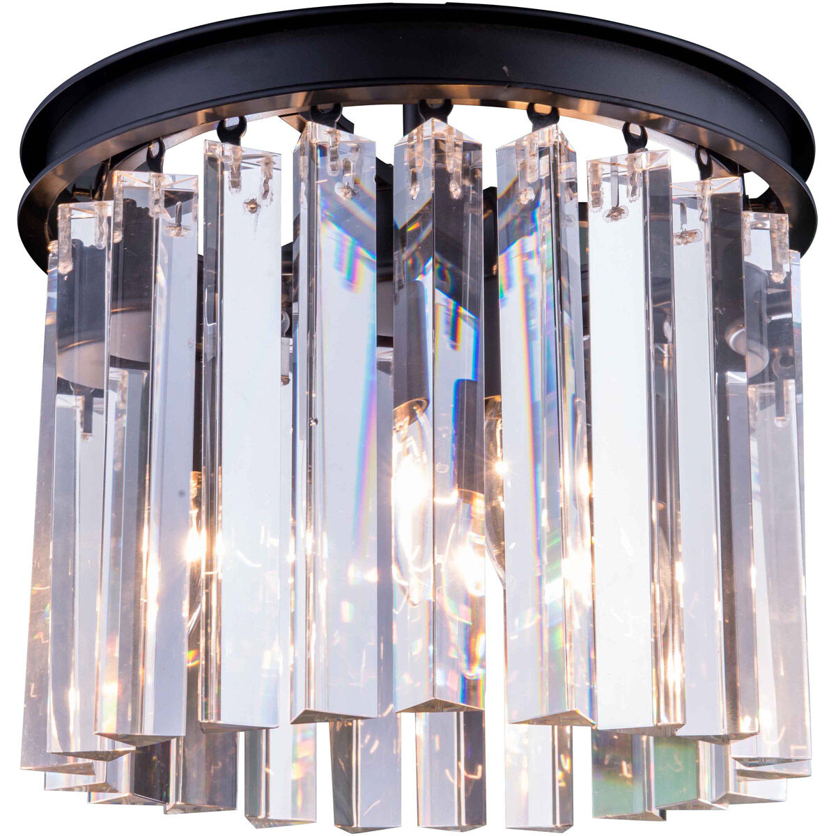 Sydney 3 Light 12 inch Matte Black Flush Mount Ceiling Light in Clear, Urban Classic