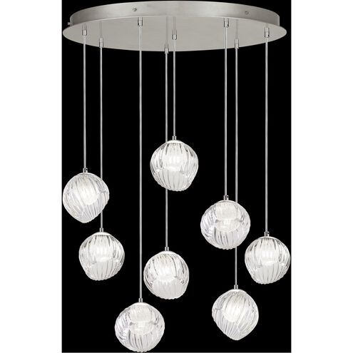 Nest 8 Light 34.5 inch Silver Pendant Ceiling Light in White Studio Glass