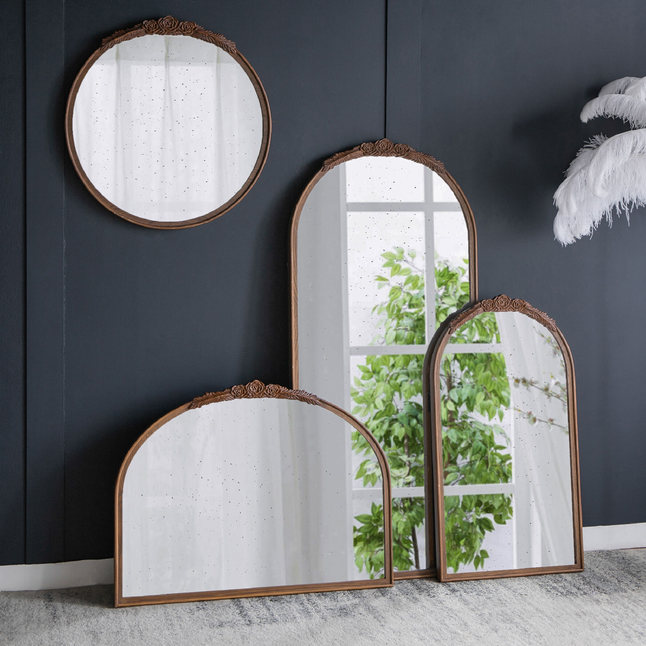 A&B Home 83483-NATU-DS Bingley 41.9 X 22.8 inch Brown Wall Mirror  