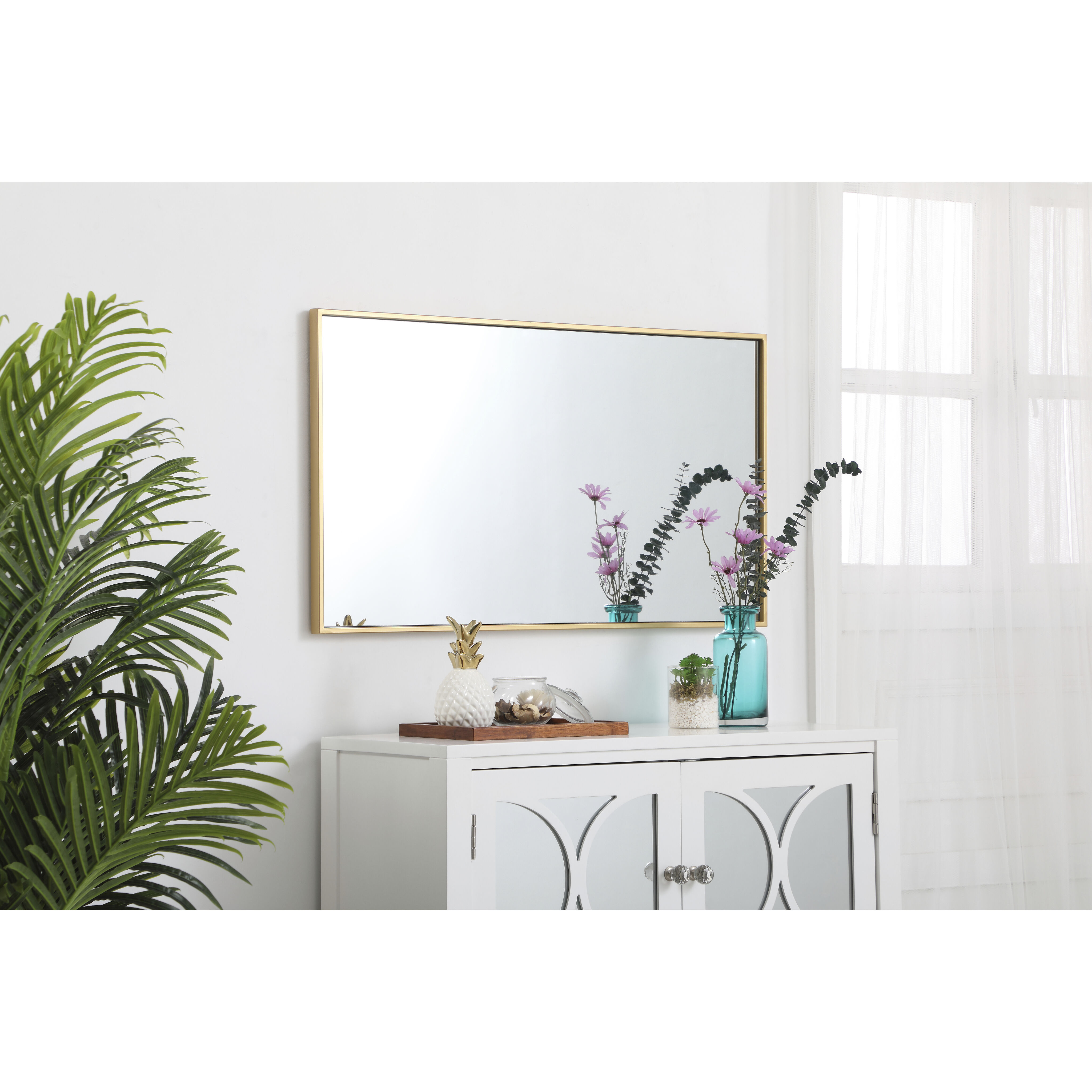 Monet 36 X 20 inch Brass Wall Mirror