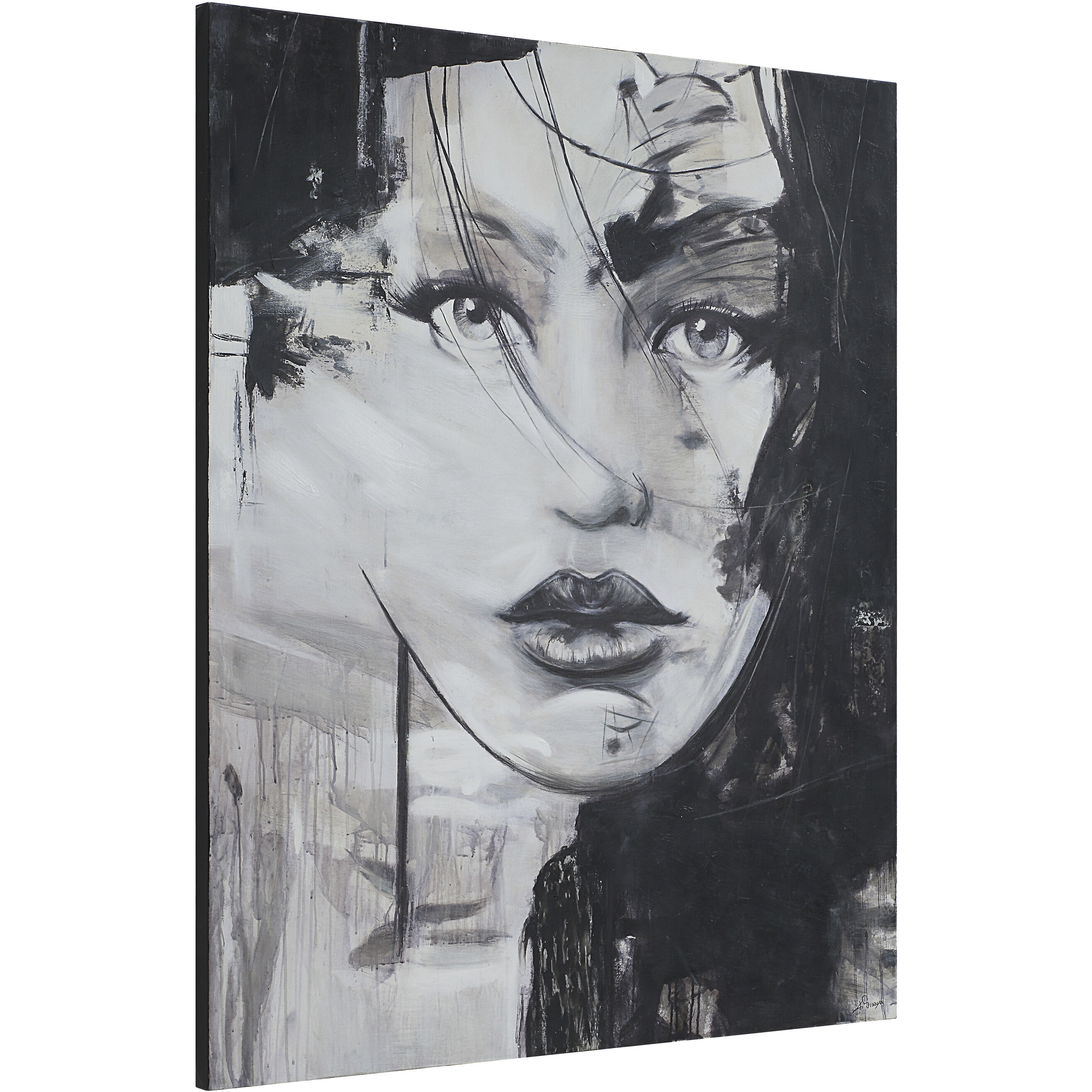 Chrysantine Black and White Canvas Art