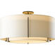 Exos 3 Light 29 inch Soft Gold Semi-Flush Ceiling Light in Natural Anna/Light Grey, Large
