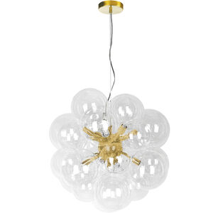 Comet 6 Light 20 inch Clear with Aged Brass Chandelier Ceiling Light
