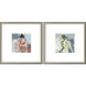 Figurative Blue and Green and White and Yellow Framed Art