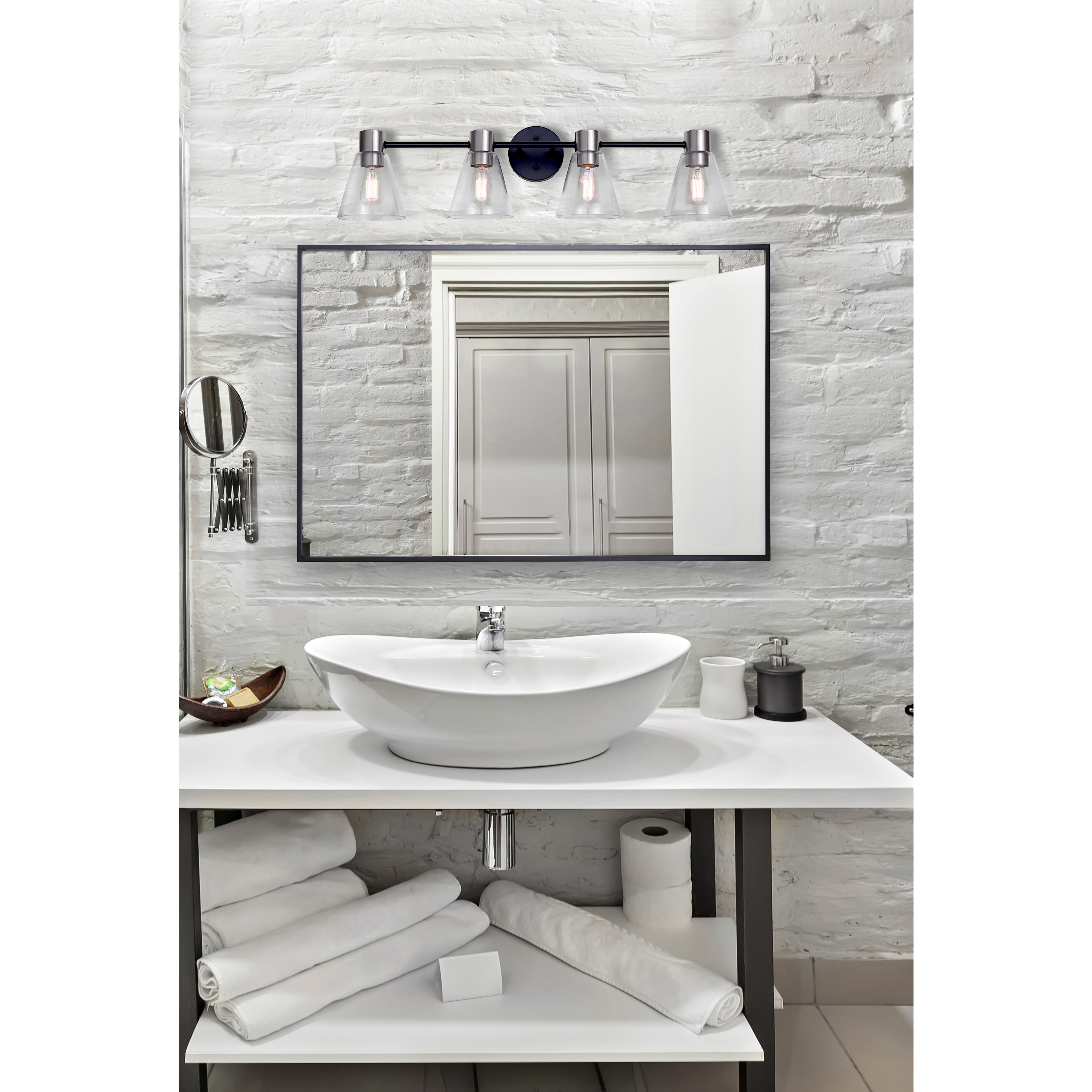 Davina 4 Light 32.5 inch Black/Brushed Nickel Vanity Light Wall Light