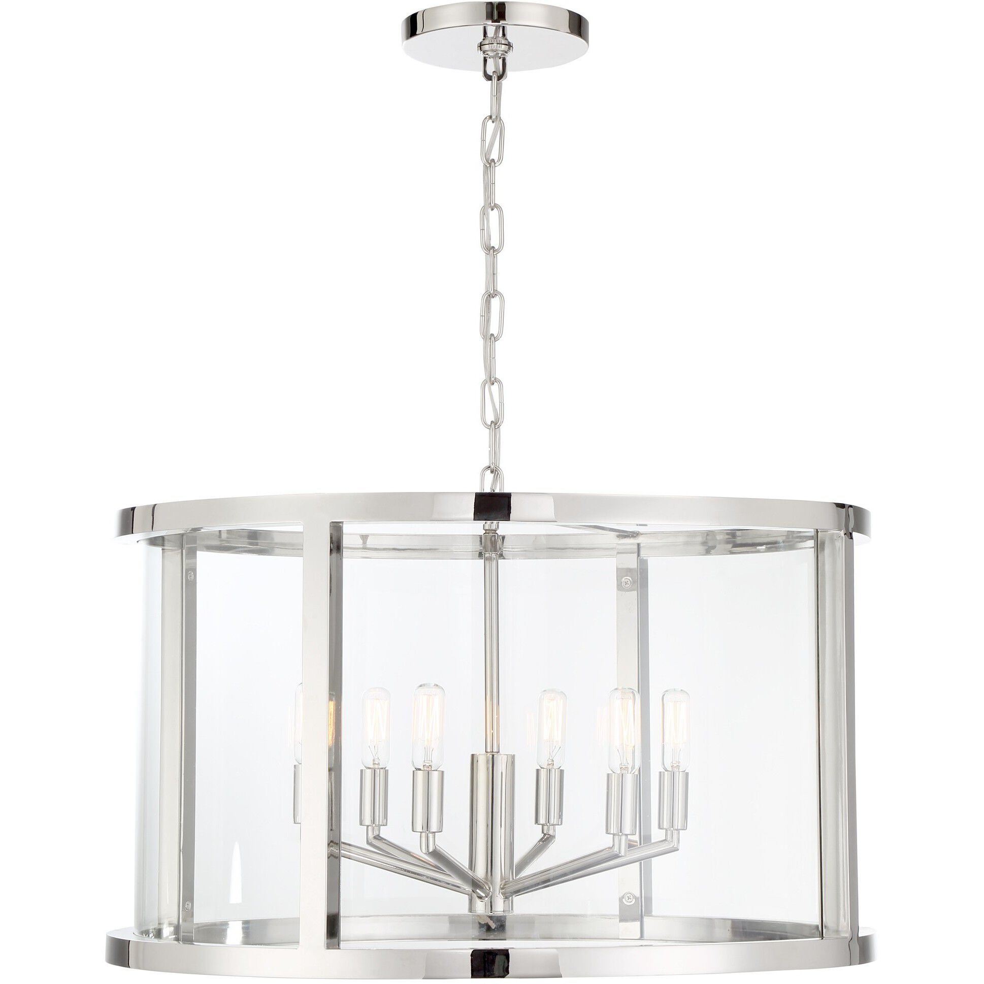 Devon 6 Light 24 inch Polished Nickel Lantern Chandelier Ceiling Light