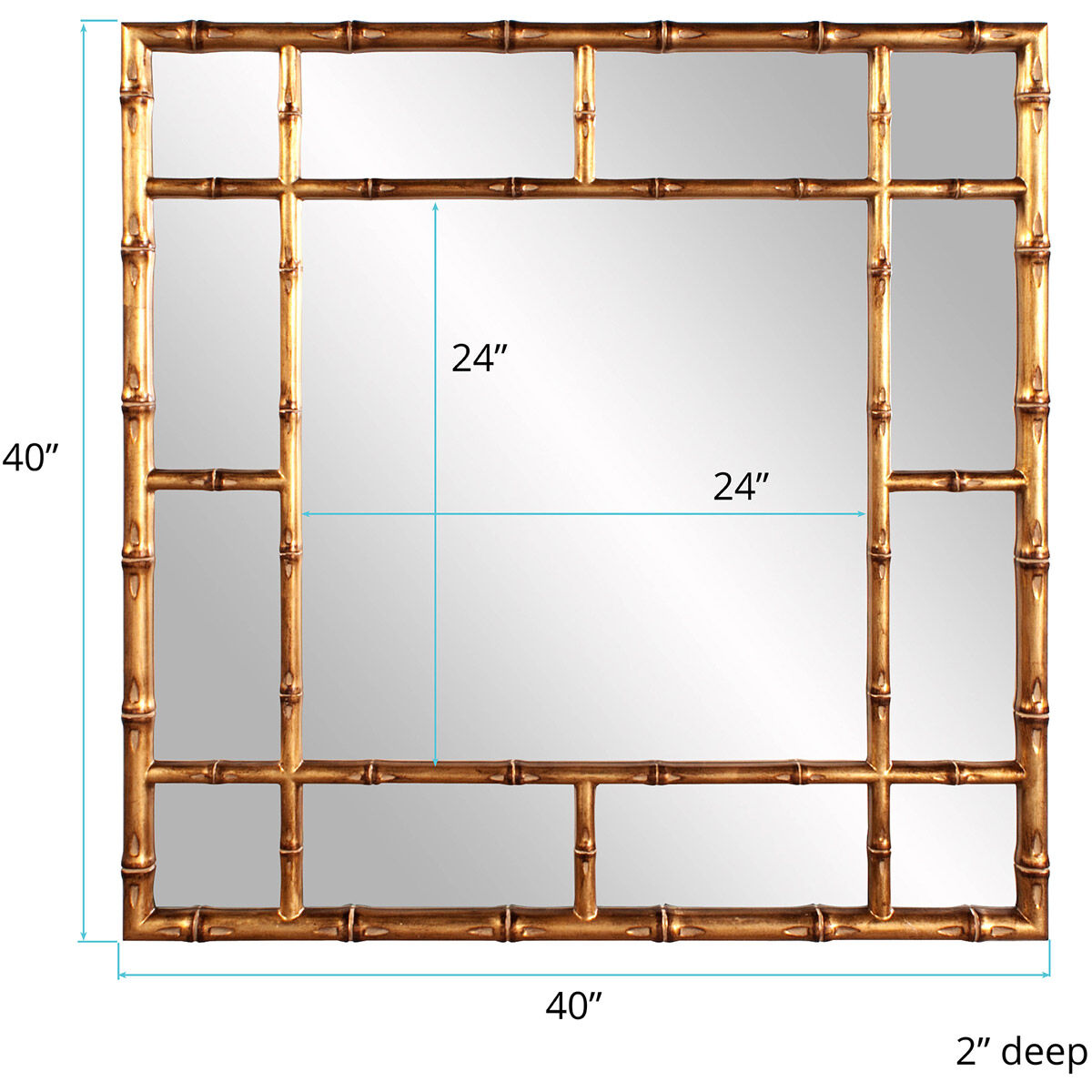 Bamboo 40 X 40 inch Country Gold Wall Mirror