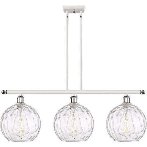 Ballston Athens Water Glass 3 Light 37 inch White and Polished Chrome Island Light Ceiling Light