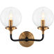 Particles 2 Light 15 inch Aged Gold Brass Wall Sconce Wall Light in Aged Gold Brass and Clear