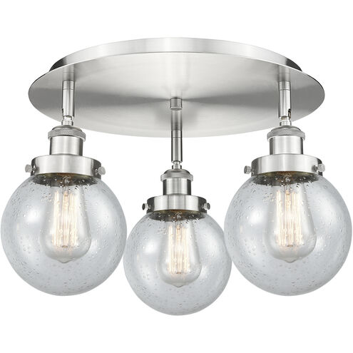 Beacon 3 Light 17.75 inch Satin Nickel Flush Mount Ceiling Light in Seedy