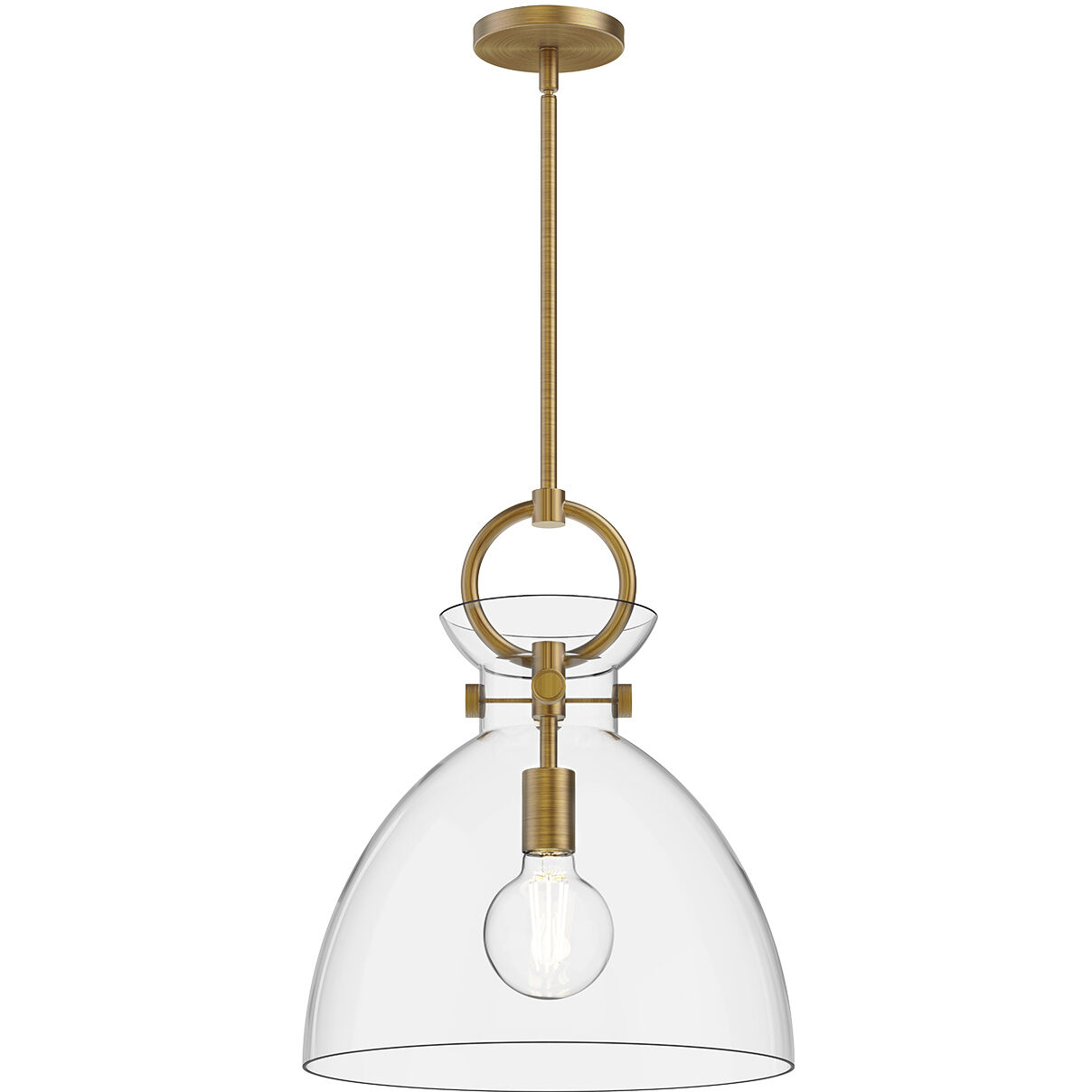 Alora Mood Waldo Pendant Ceiling Light in Aged Gold, Clear Glass