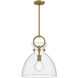 Alora Mood Waldo Pendant Ceiling Light in Aged Gold, Clear Glass