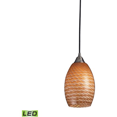 Mulinello LED 6 inch Satin Nickel with Burnt Orange Mini Pendant Ceiling Light in Cocoa