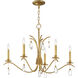 Eden 5 Light 32 inch Charcoal Gold Leaf Chandelier Ceiling Light