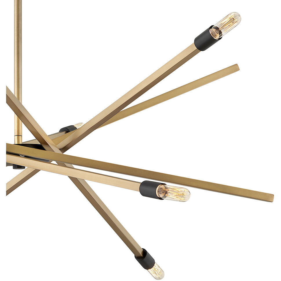 Archer 6 Light 42.5 inch Heritage Brass with Black Indoor Chandelier Ceiling Light