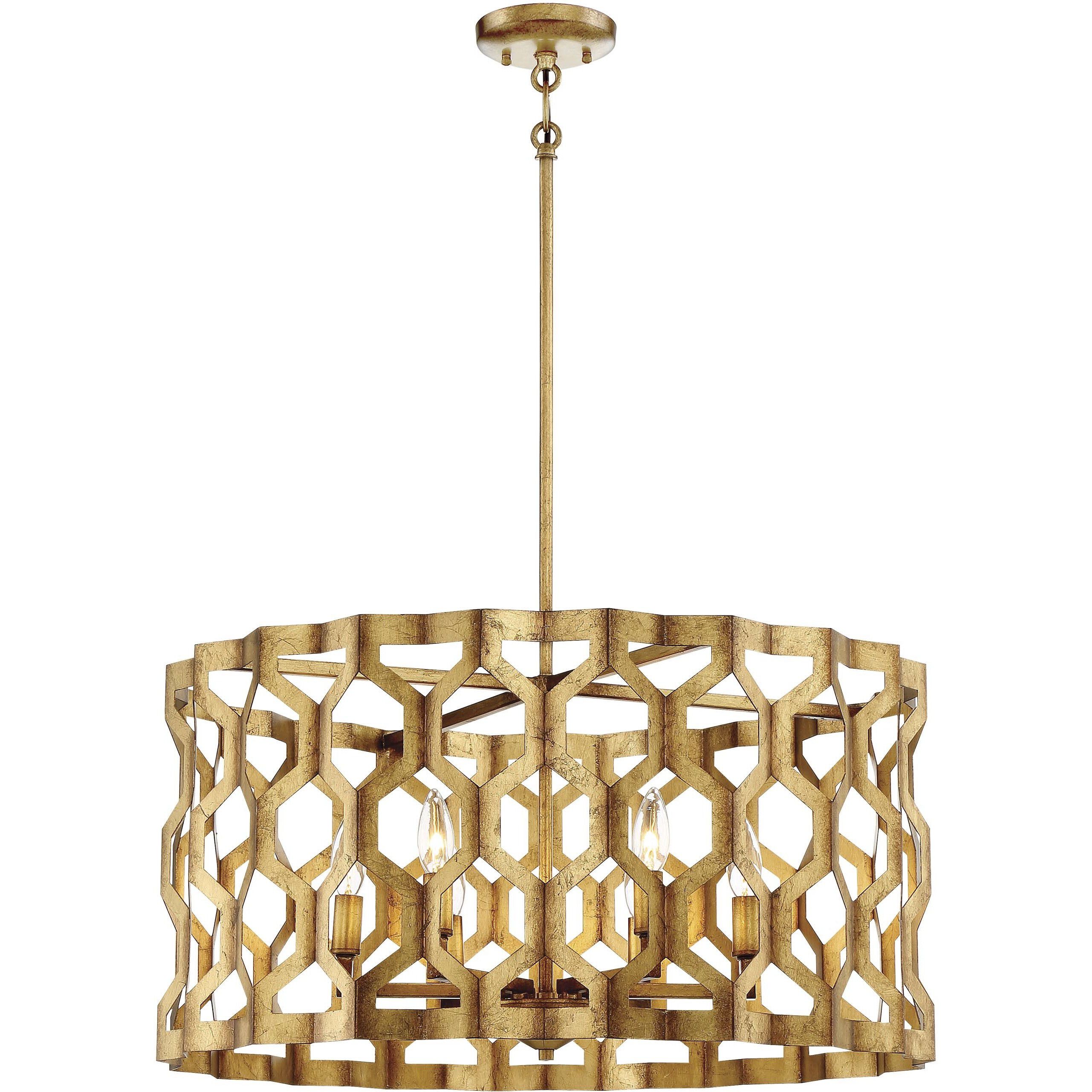 Coronade 6 Light 26 inch Pandora Gold Leaf Convertible Pendant Semi Flush Ceiling Light, Drum