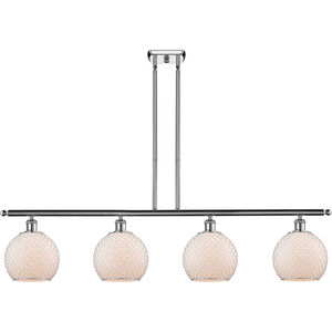 Ballston Farmhouse Chicken Wire LED 48 inch Polished Chrome Island Light Ceiling Light in White Glass with Nickel Wire, Ballston