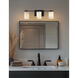 Alabaster Rocks 3 Light 24 inch Matte Black Vanity Light Wall Light in LED, Cylinder with Flat Rim