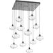 Coppa 12 Light Matte Black Chandelier Ceiling Light, Square Multi-Port