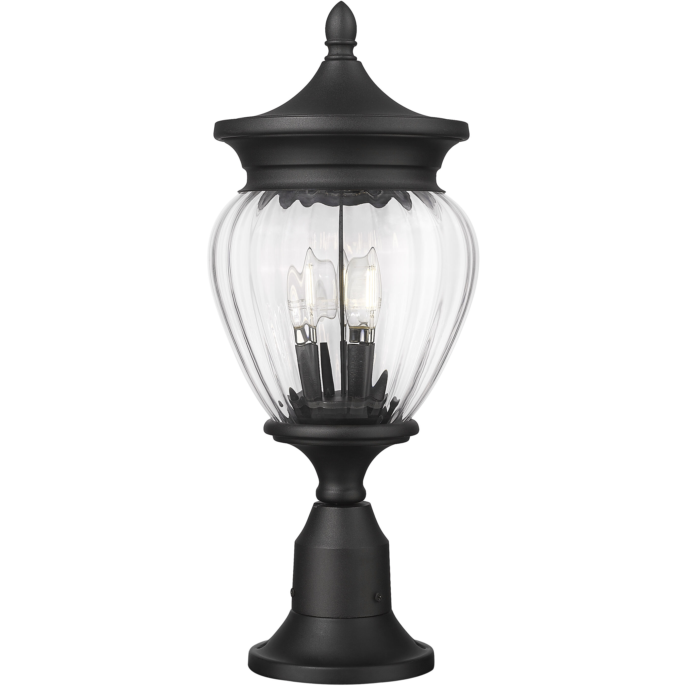 Davina 3 Light 22.25 inch Black Outdoor Pier Mounted Fixture in G9