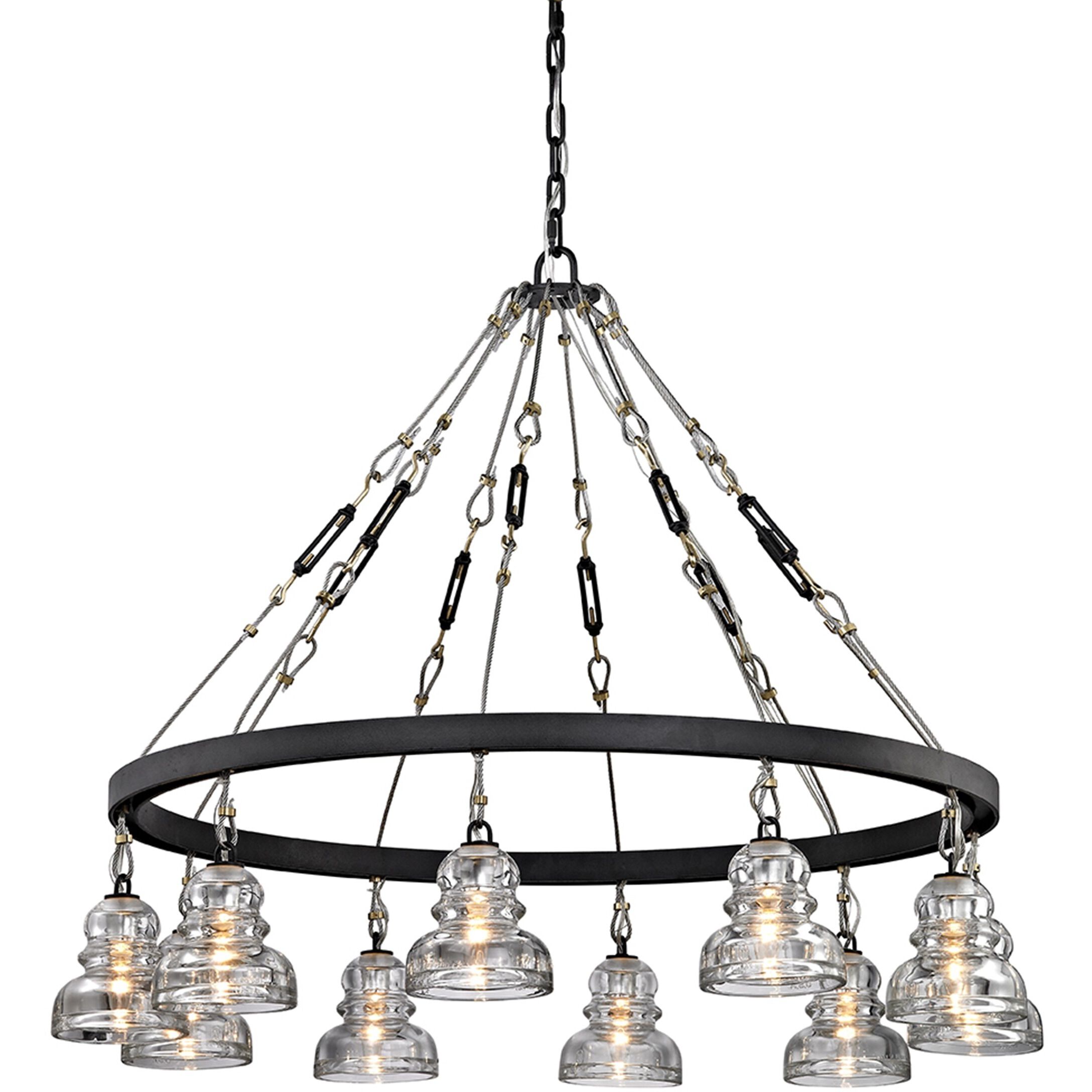 Menlo Park 10 Light 42.5 inch Deep Bronze Chandelier Ceiling Light, Historic Clear Pressed Glass