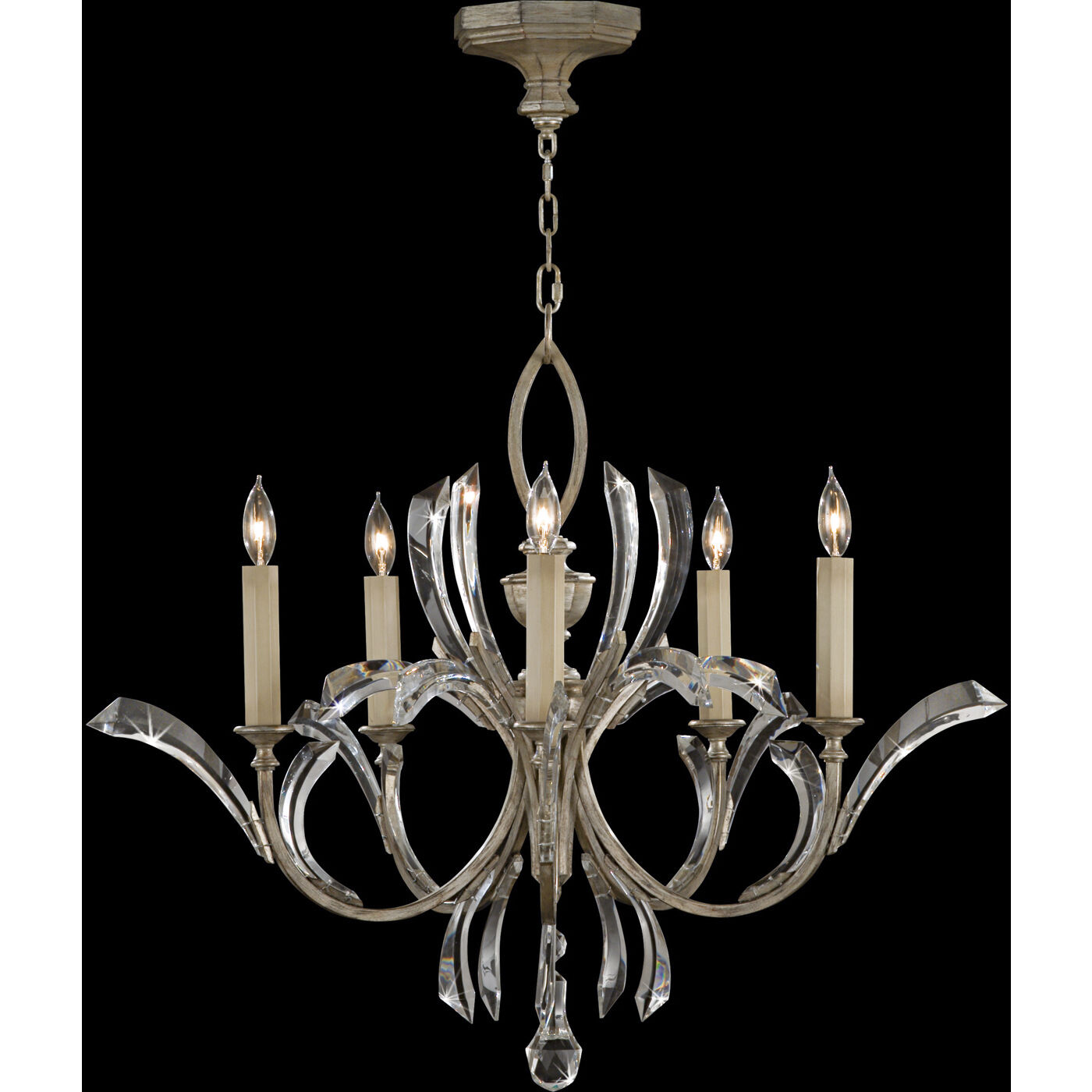 Beveled Arcs 5 Light 36 inch Silver Chandelier Ceiling Light