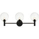 Cosmo 3 Light 26 inch Black Wall Sconce Wall Light in Black and Clear