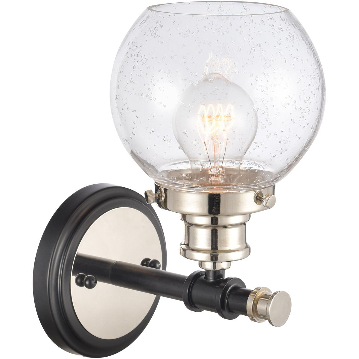 Saybrook LED 6 inch Black Polished Nickel Sconce Wall Light in Seedy Glass