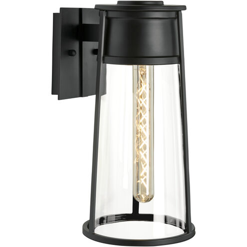 Cone 1 Light 17 inch Matte Black with Clear Outdoor Wall Sconce, Large