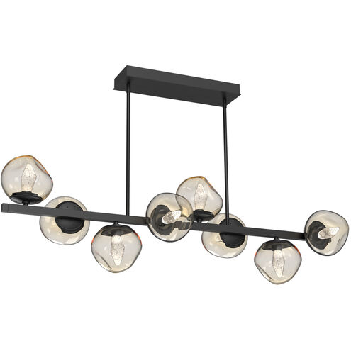 Luna LED Matte Black Linear Pendant Ceiling Light in 3000K LED, Geo Inner - Amber Outer, Twisted Branch