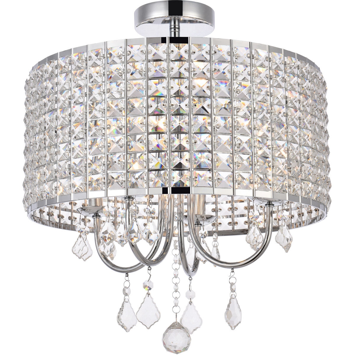 Elise 4 Light 17 inch Chrome Flush Mount Ceiling Light