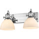 Yep Hines Vanity Wall Light in Chrome, Opal Glass