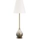 Cardoni 34.5 inch 100 watt Gloss White Glass with Metallic Smoked Bronze and Antique Brass Buffet Lamp Portable Light