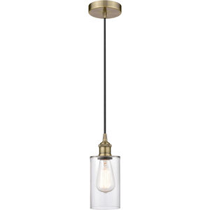Edison Clymer LED 4 inch Antique Brass Mini Pendant Ceiling Light