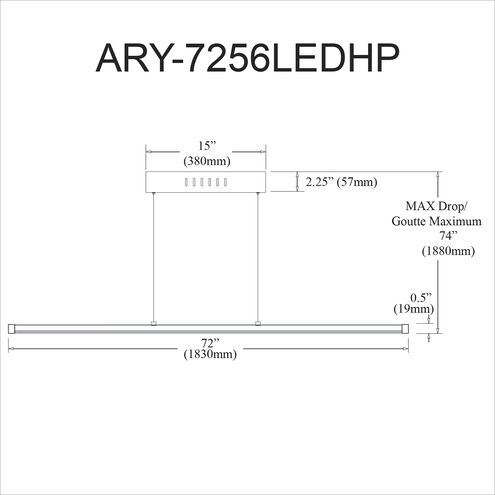 Array LED 72 inch Matte White Horizontal Pendant Ceiling Light