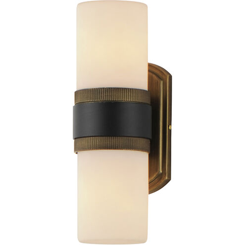 Ruffles 2 Light 14 inch Black and Antique Brass Outdoor Wall Mount