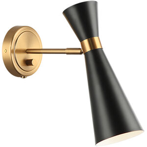 Blaze 1 Light 4 inch Black Wall Sconce Wall Light in Aged Gold Brass and Black