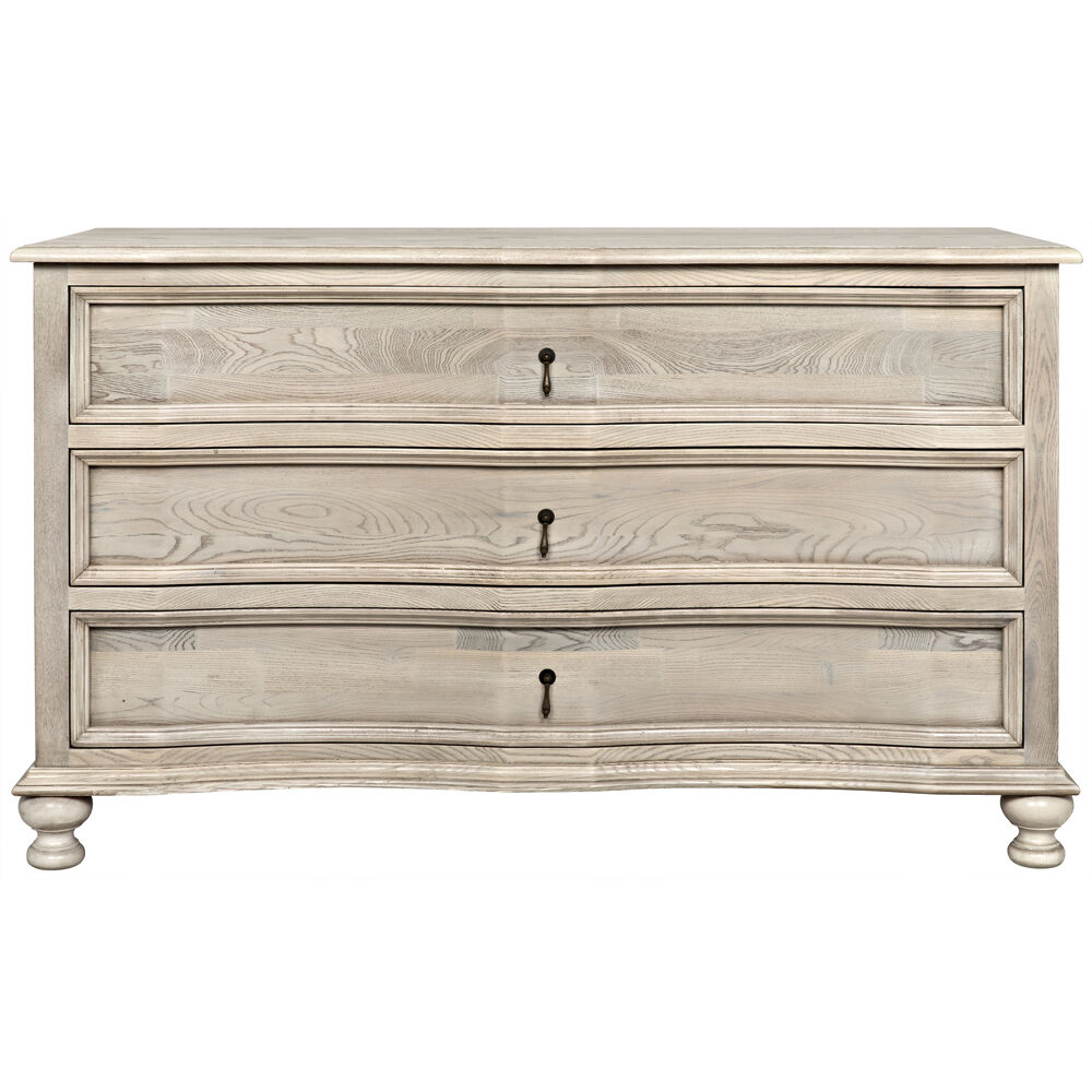 Curved Front Vintage Grey Chest, 3 Drawer