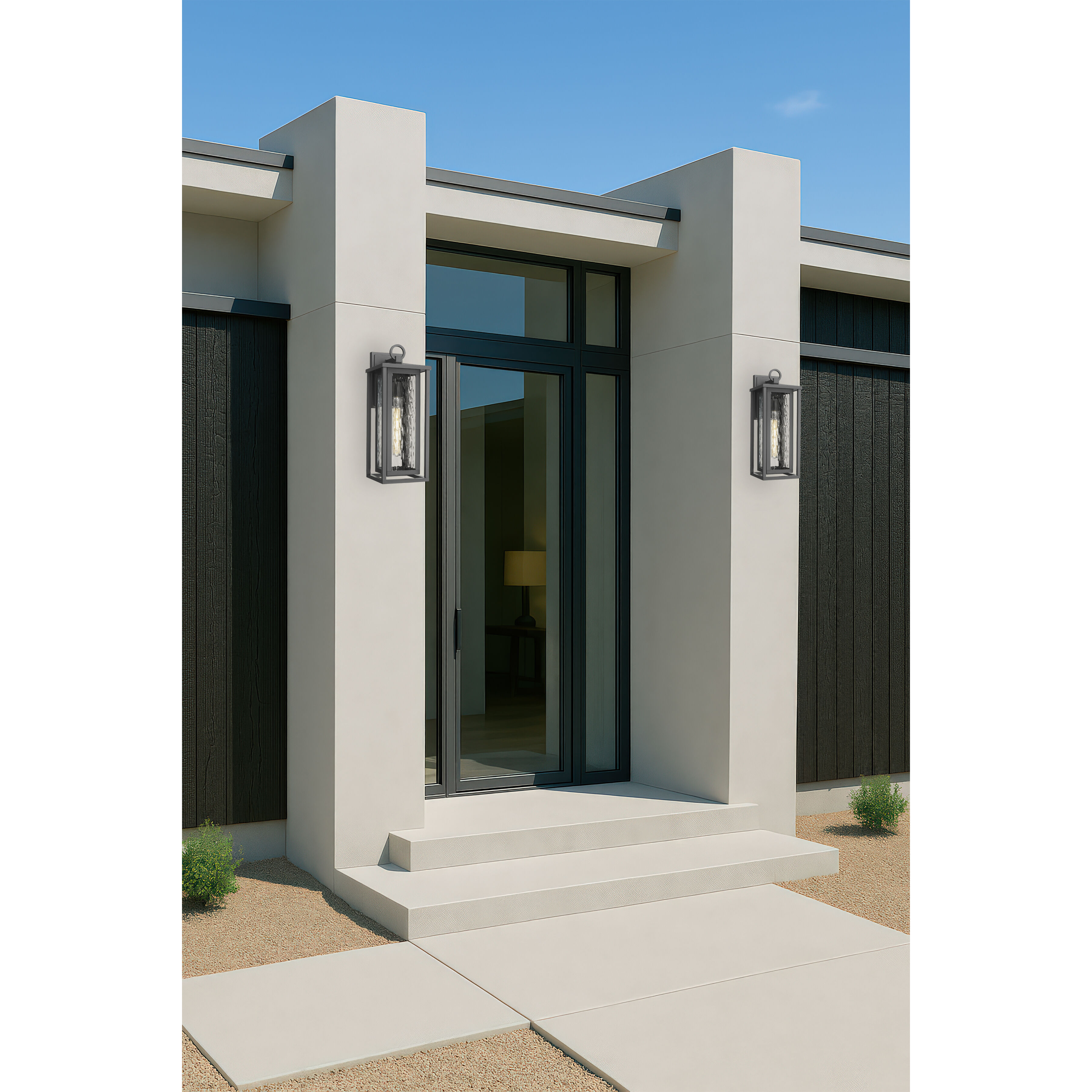 Ashland 1 Light 18 inch Matte Black Outdoor Sconce in Waterglass