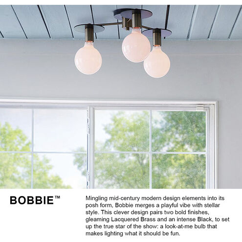 Bobbie LED 20 inch Lacquered Brass Chandelier Ceiling Light, Semi-Flush Mount