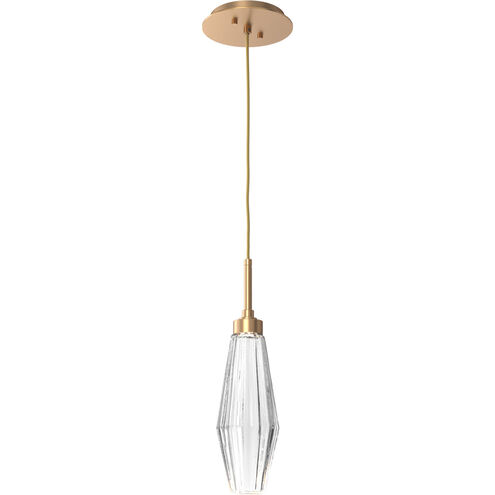 Aalto LED 3.8 inch Novel Brass Pendant Ceiling Light in 3000K LED, Optic Rib Clear