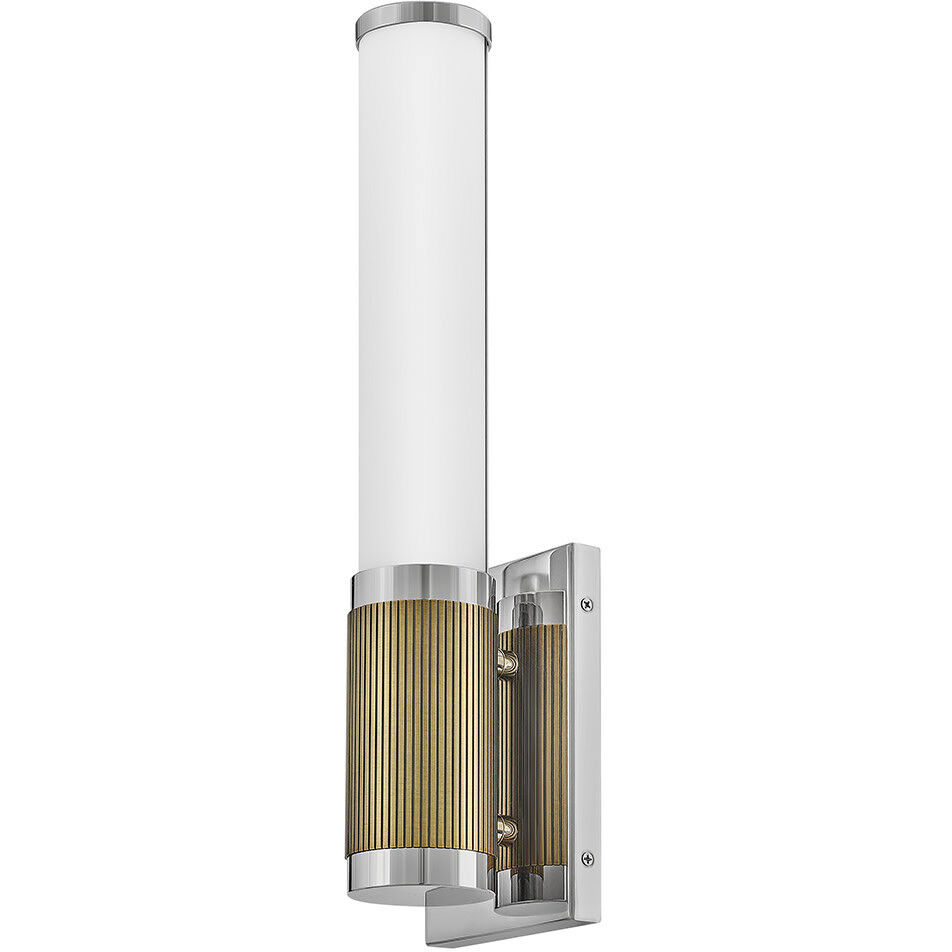 Zevi LED 5 inch Polished Nickel with Lacquered Brass Vanity Light Wall Light, Vertical